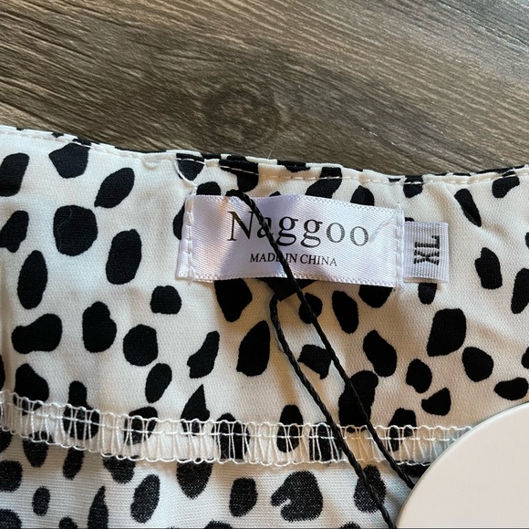 Black & White “Dalmatian” print ruffled wrap mini skirt - Picture 4 of 10